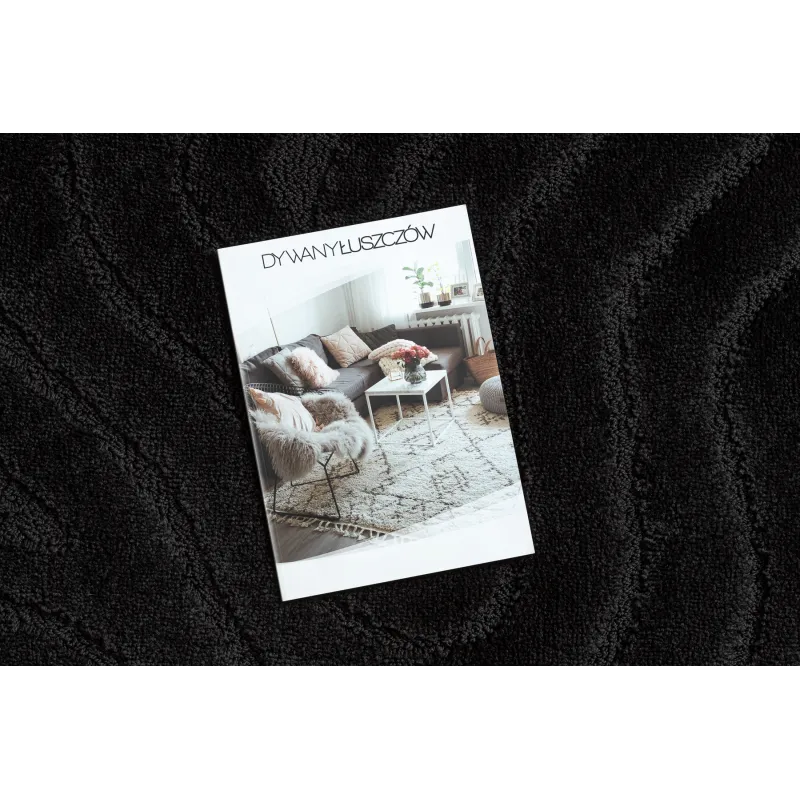Badezimmerteppich SUPREME rund WAVES Wellen, rutschfest, weich - schwarz