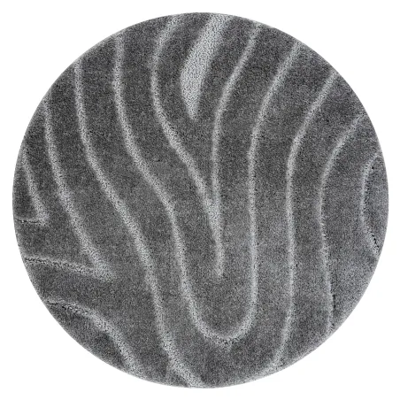 Badezimmerteppich SUPREME rund WAVES Wellen, rutschfest, weich - grau
