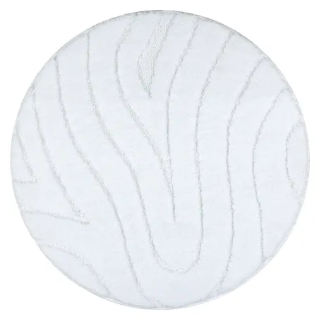 Badezimmerteppich SUPREME rund WAVES Wellen, rutschfest, weich - weiß