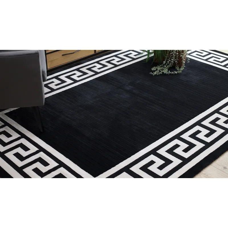 Teppich PEARL 51327H schwarz - Rahmen, griechisch exklusiv, strukturiert