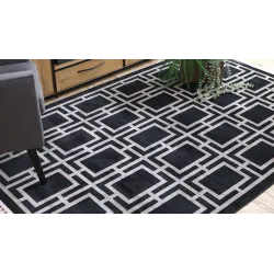 Teppich AMOUR 53078B schwarz - Geometrisch, Linien modern, elegant