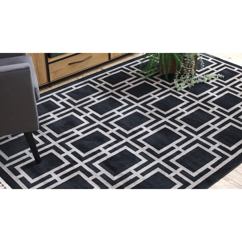 Teppich AMOUR 53078B schwarz - Geometrisch, Linien modern, elegant