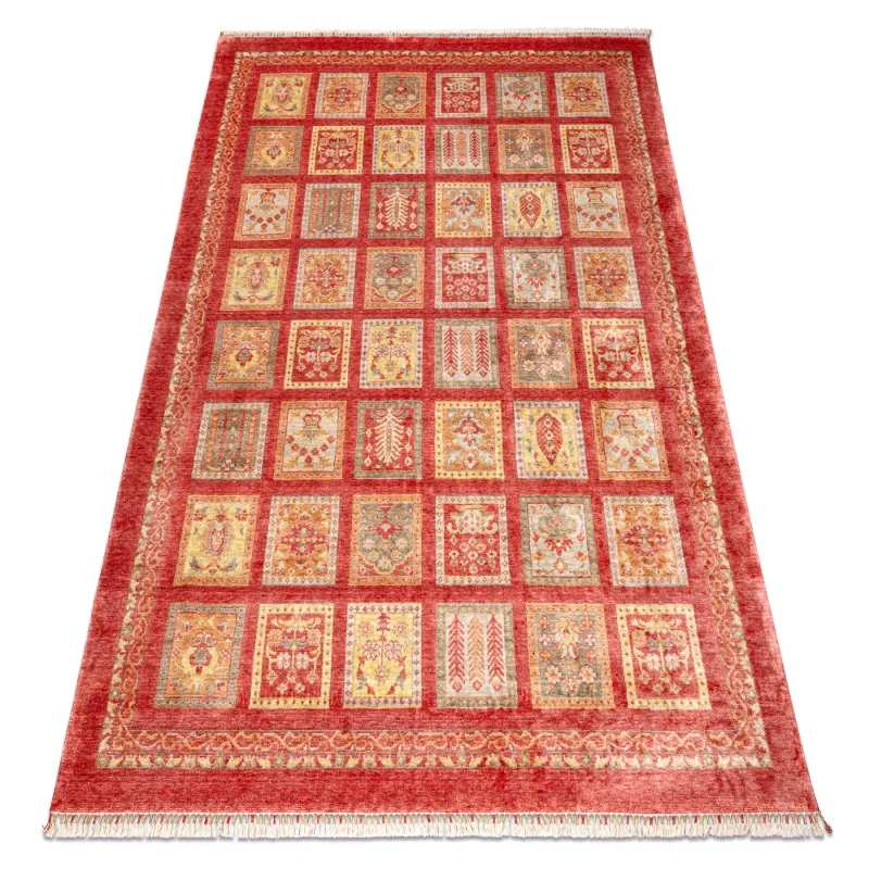 Teppich HERIZ A0985A Oriental, Rahmen bordeaux - aus Bambusseide, exklusiv, stilvoll