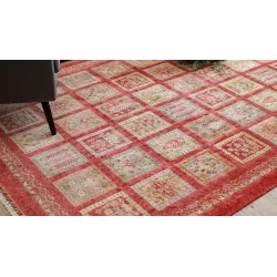 Teppich HERIZ A0985A Oriental, Rahmen bordeaux - aus Bambusseide, exklusiv, stilvoll