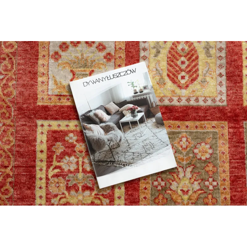 Teppich HERIZ A0985A Oriental, Rahmen bordeaux - aus Bambusseide, exklusiv, stilvoll