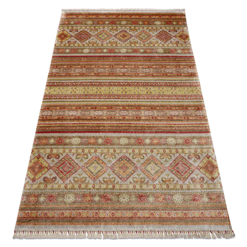 Teppich HERIZ A0986B Orientalisch Beige / Bordeaux - aus Bambusfaser, exklusiv, stilvoll