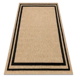 Teppich SPARK Beige / Schwarz - Rahmen, Sisal, strukturiert