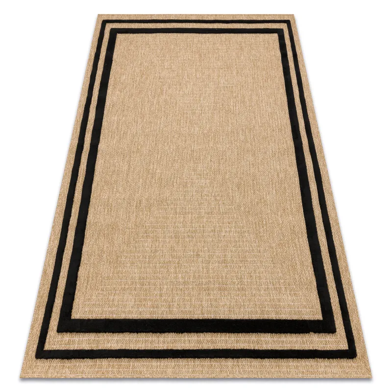 Teppich SPARK 0687 Beige / Schwarz - Rahmen, Sisal, strukturiert