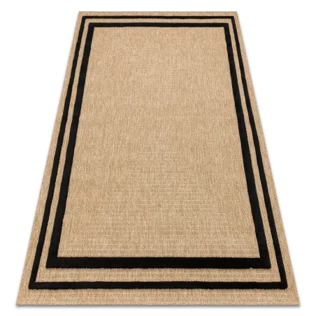 Teppich SPARK 0687 Beige / Schwarz - Rahmen, Sisal, strukturiert