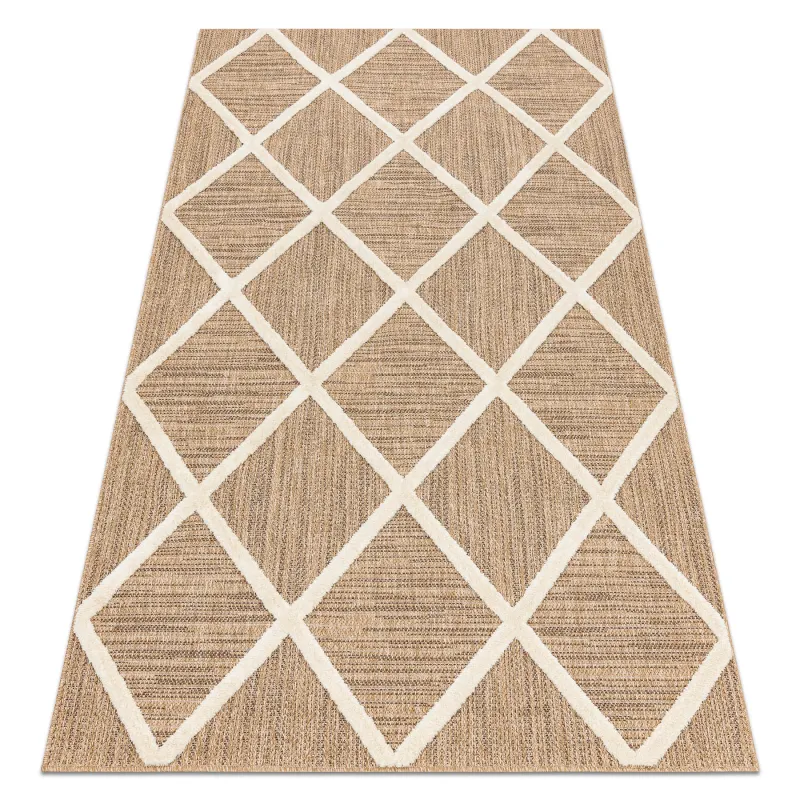 Teppich SPARK 0708A beige / creme - Gitter, Rauten Sisal, strukturiert