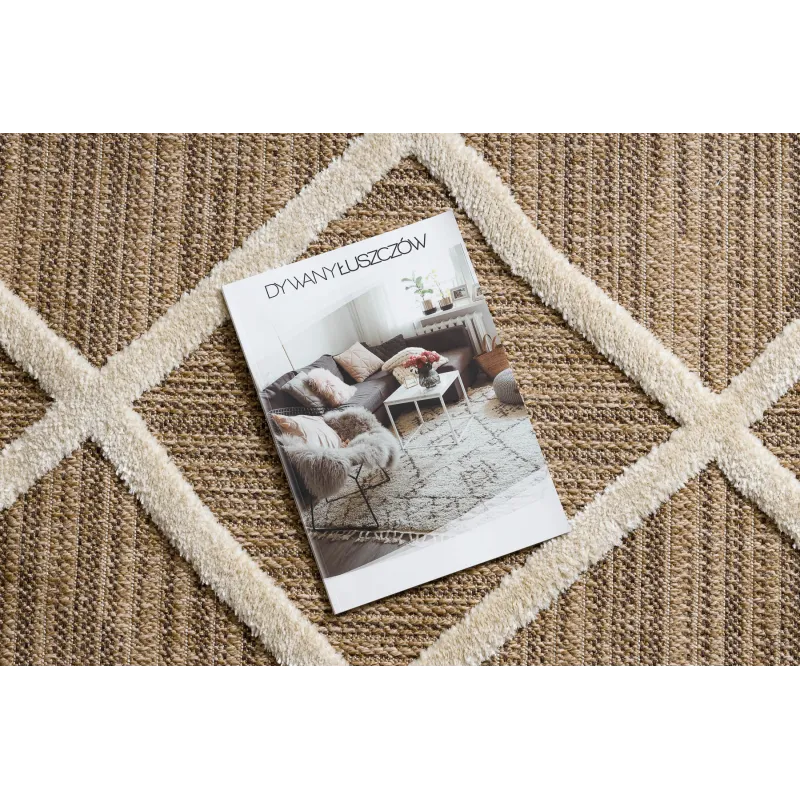 Teppich SPARK 0708A beige / creme - Gitter, Rauten Sisal, strukturiert
