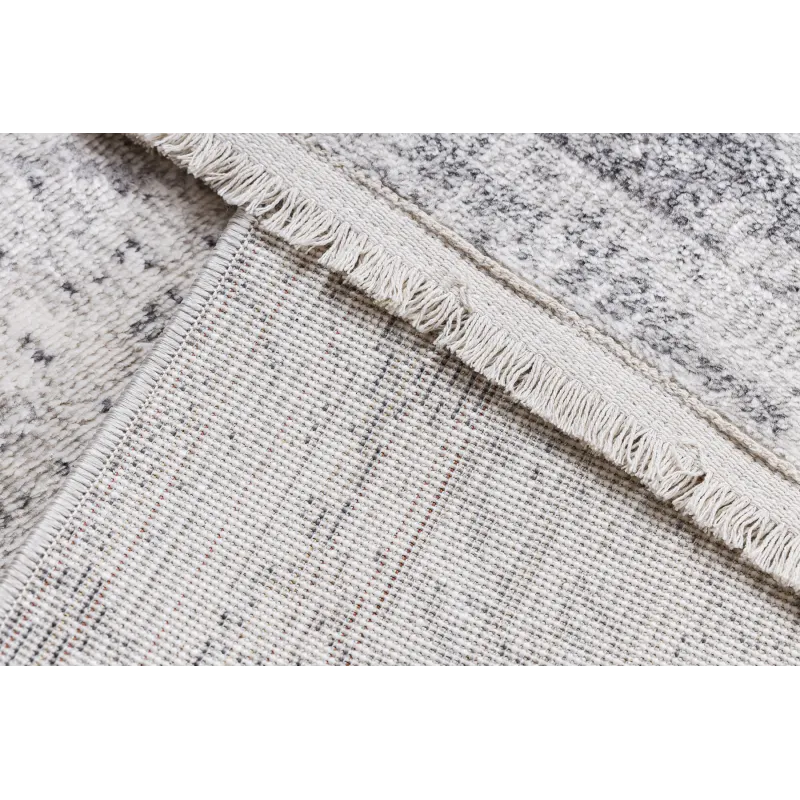 Teppich DISTIN 0200A grau / hellgrau / weiß modern - Rauten, Rahmen, Vintage, Fransen