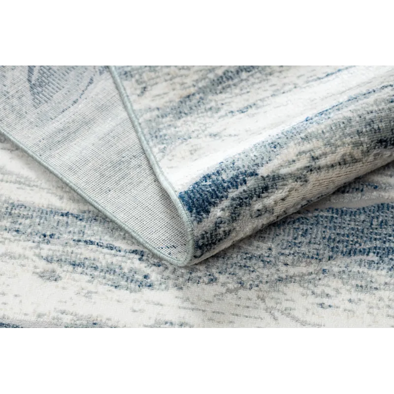 Teppich DISTIN 0849A dunkelblau / blau / weiß modern - Wellen, Vintage, Fransen