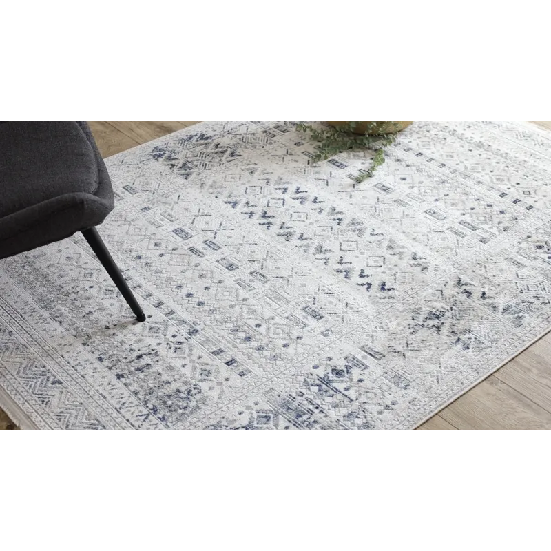 Teppich DISTIN 0833A dunkelblau / blau / weiß modern - Boho, Vintage, Fransen