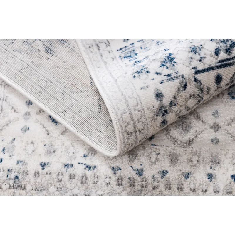 Teppich DISTIN 0833A dunkelblau / blau / weiß modern - Boho, Vintage, Fransen
