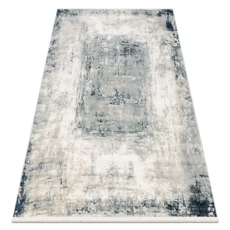 Teppich DISTIN 0845A weiß / dunkelblau / blau modern - Abstraktion, Rahmen, Vintage, Fransen