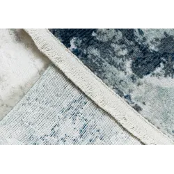 Teppich DISTIN 0845A weiß / dunkelblau / blau modern - Abstraktion, Rahmen, Vintage, Fransen