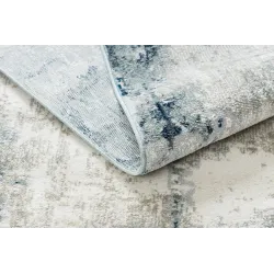 Teppich DISTIN 0845A weiß / dunkelblau / blau modern - Abstraktion, Rahmen, Vintage, Fransen