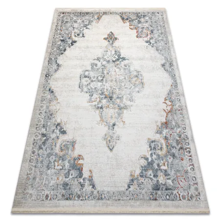 Teppich DISTIN 0826A weiß / blau / hellgrün modern - Ornament, Vintage, Fransen