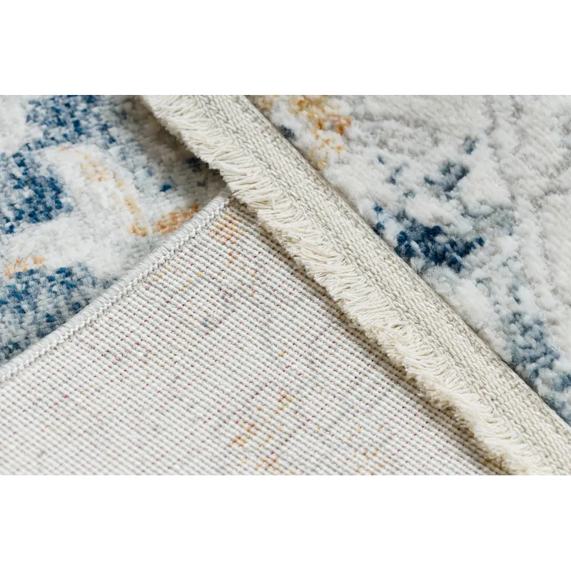 Teppich DISTIN 0816A blau / hellgrün / weiß modern - Ornament, Vintage, Fransen