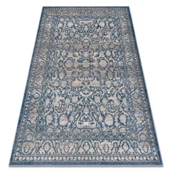 Teppich Wolle NAIN Ornament, Rahmen, vintage beige / blau