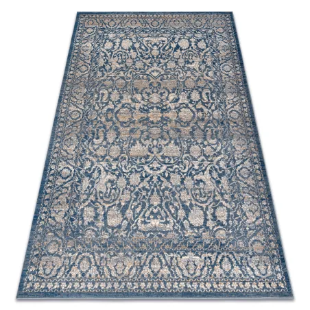 Wollteppich NAIN Ornament, vintage in beige und blau, perfekt für das Wohnzimmer