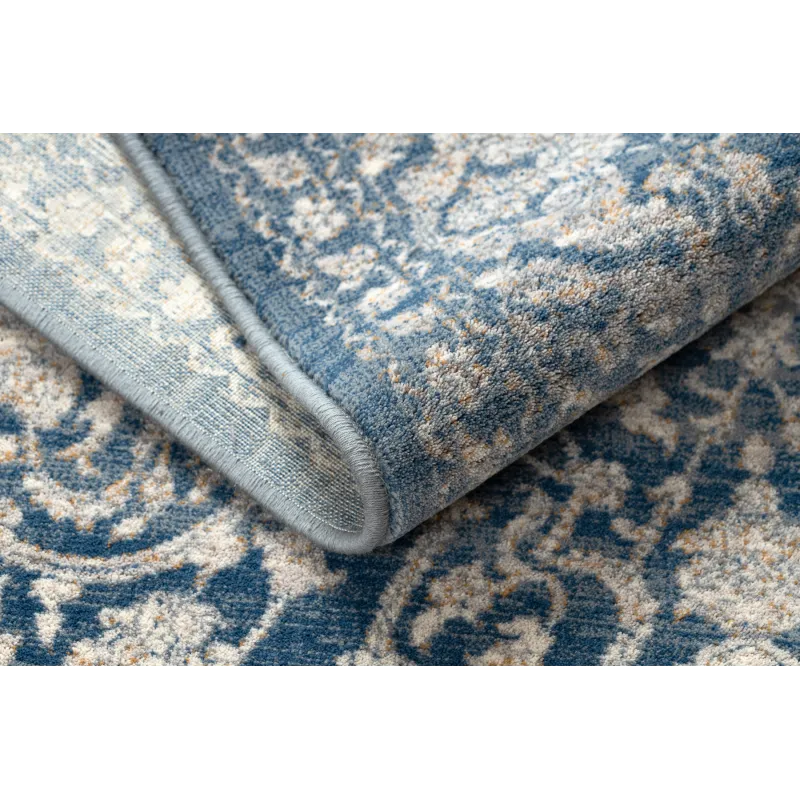 Wollteppich NAIN, vintage beige und blau, für den Garten geeignet