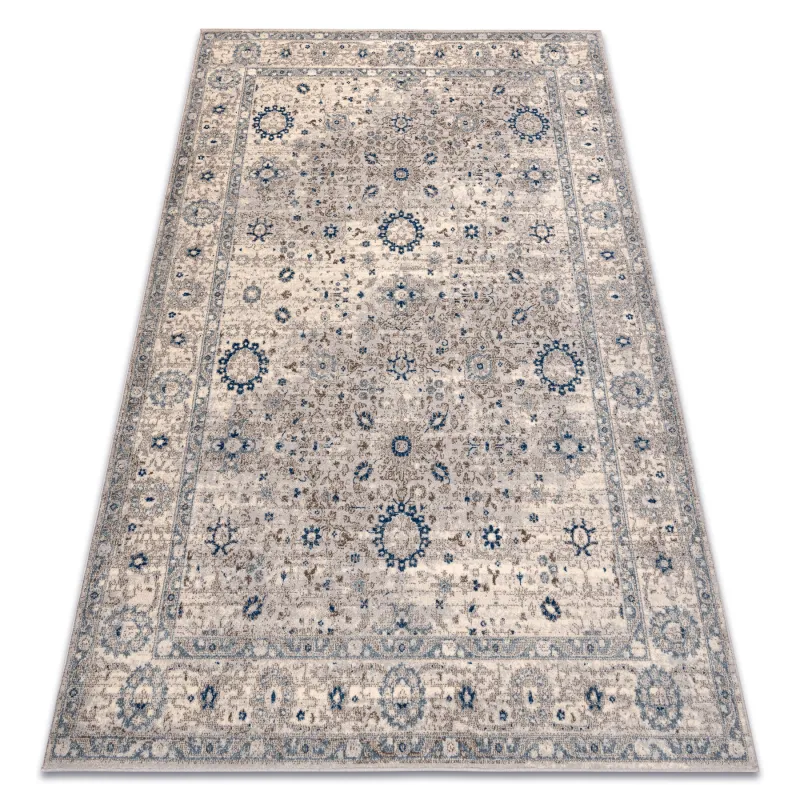 Wollteppich NAIN Ornament in beigen und blauen Farben, ideal für Wohnzimmer