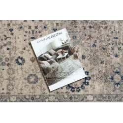 Wollteppich NAIN Ornament, stilvoll in Beige und Blau, für jeden Raum