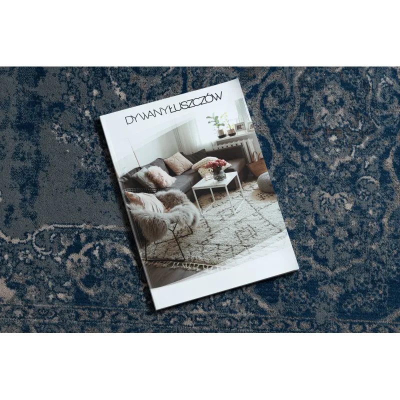 Eleganter Wollteppich NAIN, blau-beige, ideal für das Wohnzimmer
