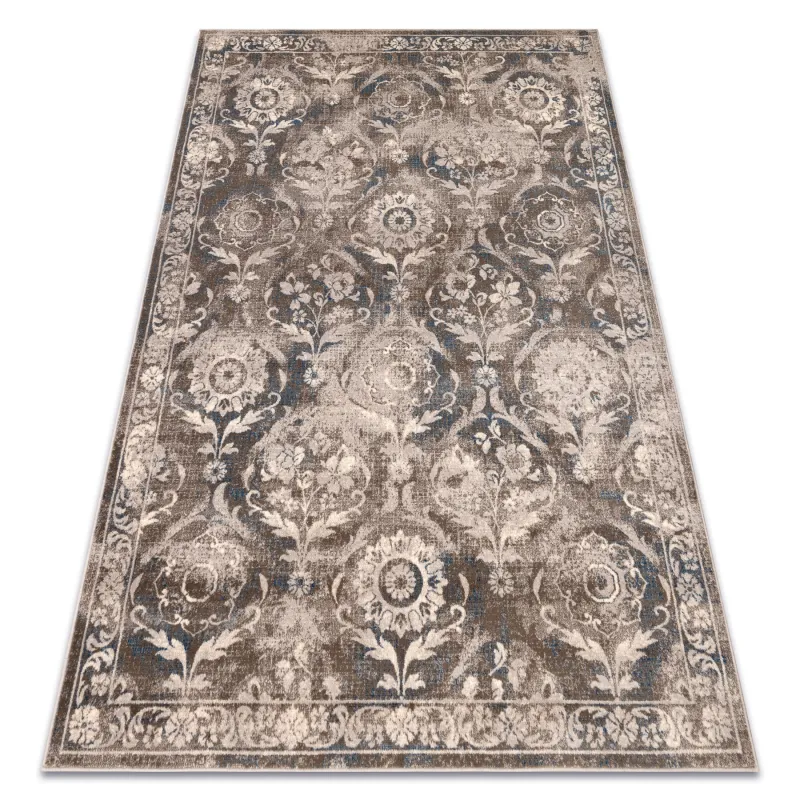 Wollteppich NAIN Ornament, vintage, beige-blau, idealny do Wohnzimmer