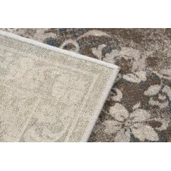 Weicher Wollteppich NAIN Ornament, vintage, beige und blau für Komfort