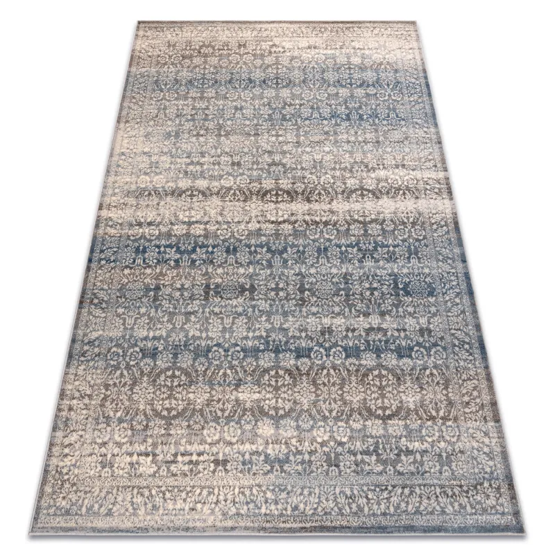 Wollteppich NAIN Ornament in beige und blau, stilvoller Vintage-Teppich