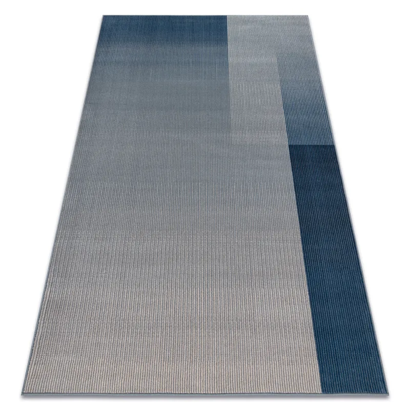 Wollteppich NAIN in beige und blau, geometrisches Design aus Wolle
