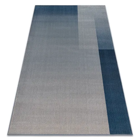 Wollteppich NAIN in beige und blau, geometrisches Design aus Wolle