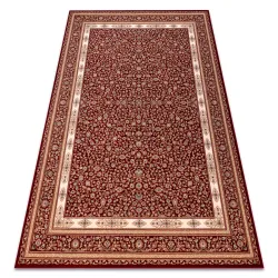Teppich Wolle NAIN Ornament, Rahmen, rotwein / beige