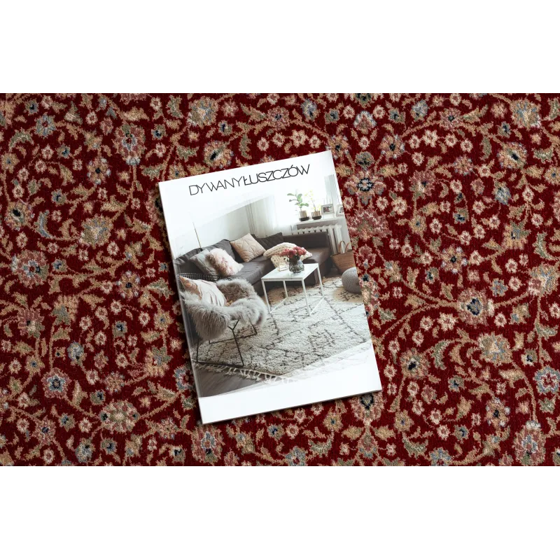 Wollteppich NAIN Ornament in rotwein und beige, perfekt für das Wohnzimmer