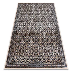 Teppich Wolle NAIN Ornament dunkelblau / beige