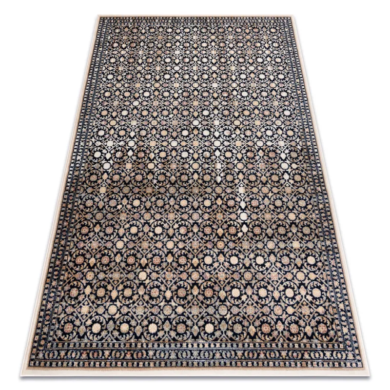 Wollteppich NAIN Ornament 1183/51033 dunkelblau beige, stilvoller Wollteppich für jedes Zimmer