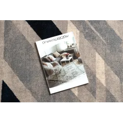 Geometrischer Wollteppich in sanften Beige- und Blautönen, stilvoll