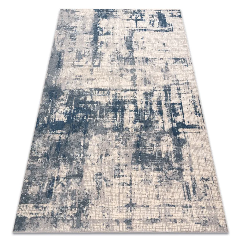 Wollteppich NAIN Abstraktion in beigen und blauen Tönen, stilvoller Vintage-Teppich