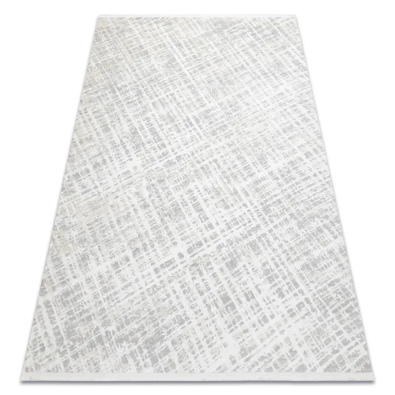 Moderner Teppich in creme und grau, sehr weich, stilvolles Karomuster