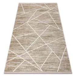 Moderner Teppich DUKE beige / creme - Geometrisch, strukturiert, sehr weich, Fransen