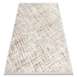 Moderner Teppich DUKE beige / creme - Gitter, strukturiert, sehr weich, Fransen
