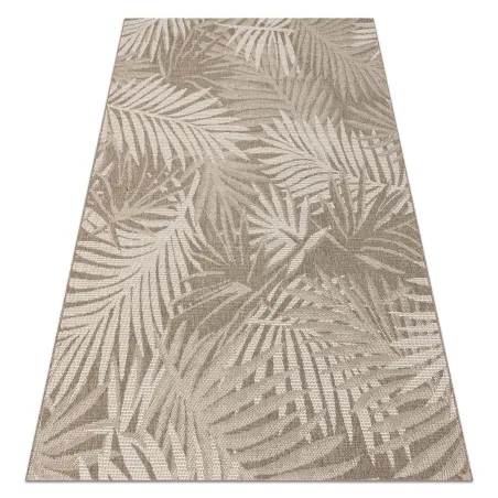 Sisal Teppich mit Blattmuster in dunkelgrau und champagner, ideal für Wohnzimmer