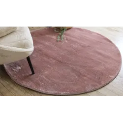Teppich VISCO Kreis rosa 8 flauschig, KANINCHENFELL-IMITATION