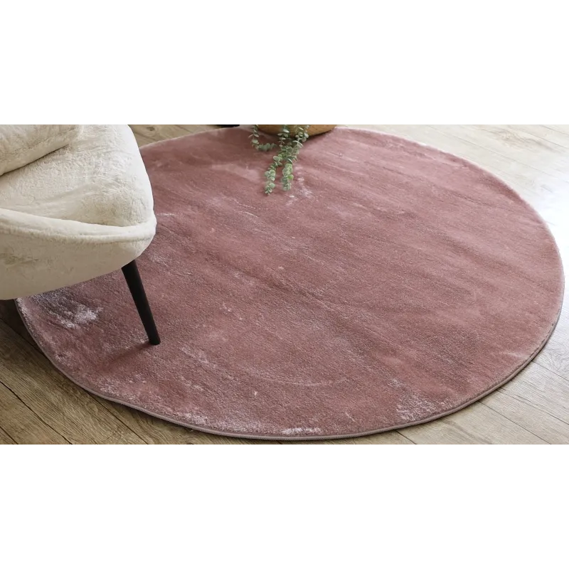 Teppich VISCO Kreis rosa 8 flauschig, KANINCHENFELL-IMITATION