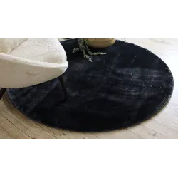Teppich VISCO rund dunkelgrau 5 flauschig, KUNSTFELL KANINCHEN