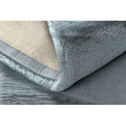 Moderner, sehr dicker, plüschiger Teppich in Silber, ideal für gemütliche Räume