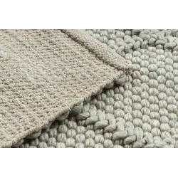 Wollteppich TAHAR 99001C beige - HANDGEWEBT Schlingenflor, Rauten, Boho